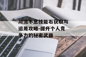 川流不息技能石获取与运用攻略-提升个人竞争力的秘密武器
