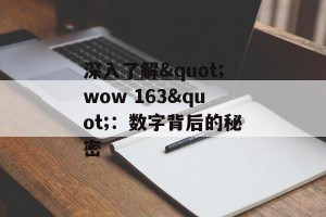深入了解"wow 163"：数字背后的秘密