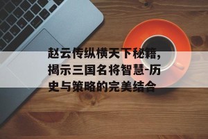 赵云传纵横天下秘籍,揭示三国名将智慧-历史与策略的完美结合