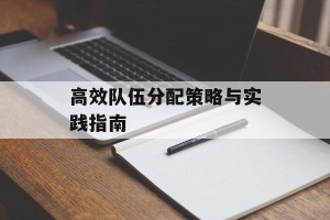 高效队伍分配策略与实践指南