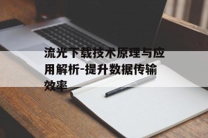 流光下载技术原理与应用解析-提升数据传输效率