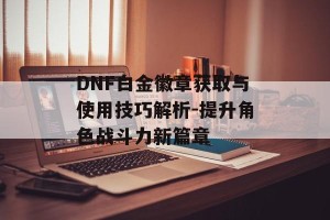 DNF白金徽章获取与使用技巧解析-提升角色战斗力新篇章