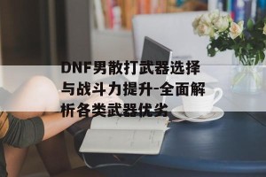 DNF男散打武器选择与战斗力提升-全面解析各类武器优劣