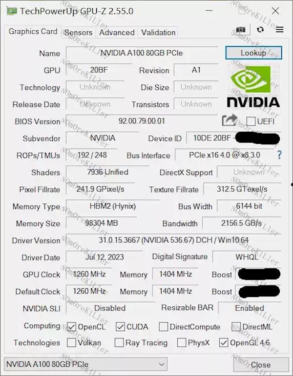 被禁售的NVIDIA A100加速卡样品惊现中国！从未见过的96GB内存